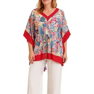 Charter Club Large Vibrant Floral Tassel Tie Boho CottageCore Coastal Grandma